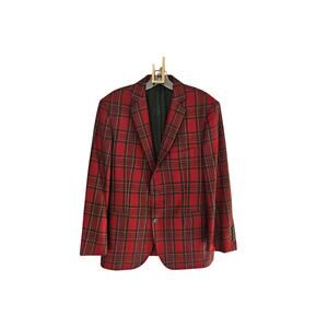 Vitale Barberis Canonico Men's Red Plaid Blazer Sports Coat Custom Size 43